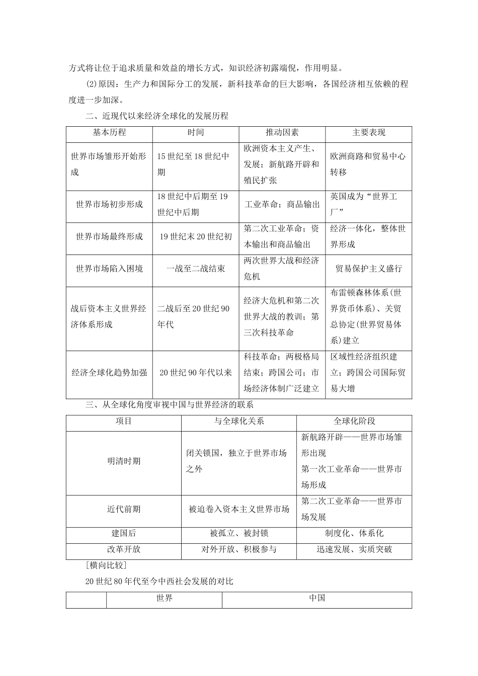 案）高考历史一轮总复习 第十单元 世界经济的全球化趋势单元整合学案（含解析）-人教版高三全册历史学案_第2页