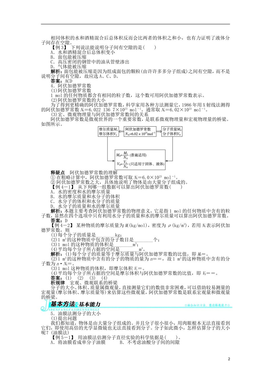 高中物理 第七章 分子动理论 1 物体是由大量分子组成的学案 新人教版选修3-3-新人教版高二选修3-3物理学案_第2页