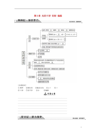 高中物理 第5章 光的干涉 衍射 偏振章末分层突破教师用书 鲁科版选修3-4-鲁科版高中选修3-4物理学案