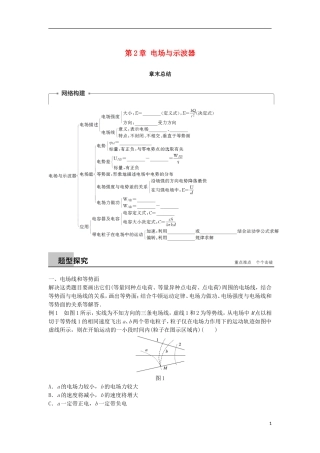 高中物理 第2章 电场与示波器学案 沪科版选修3-1-沪科版高二选修3-1物理学案
