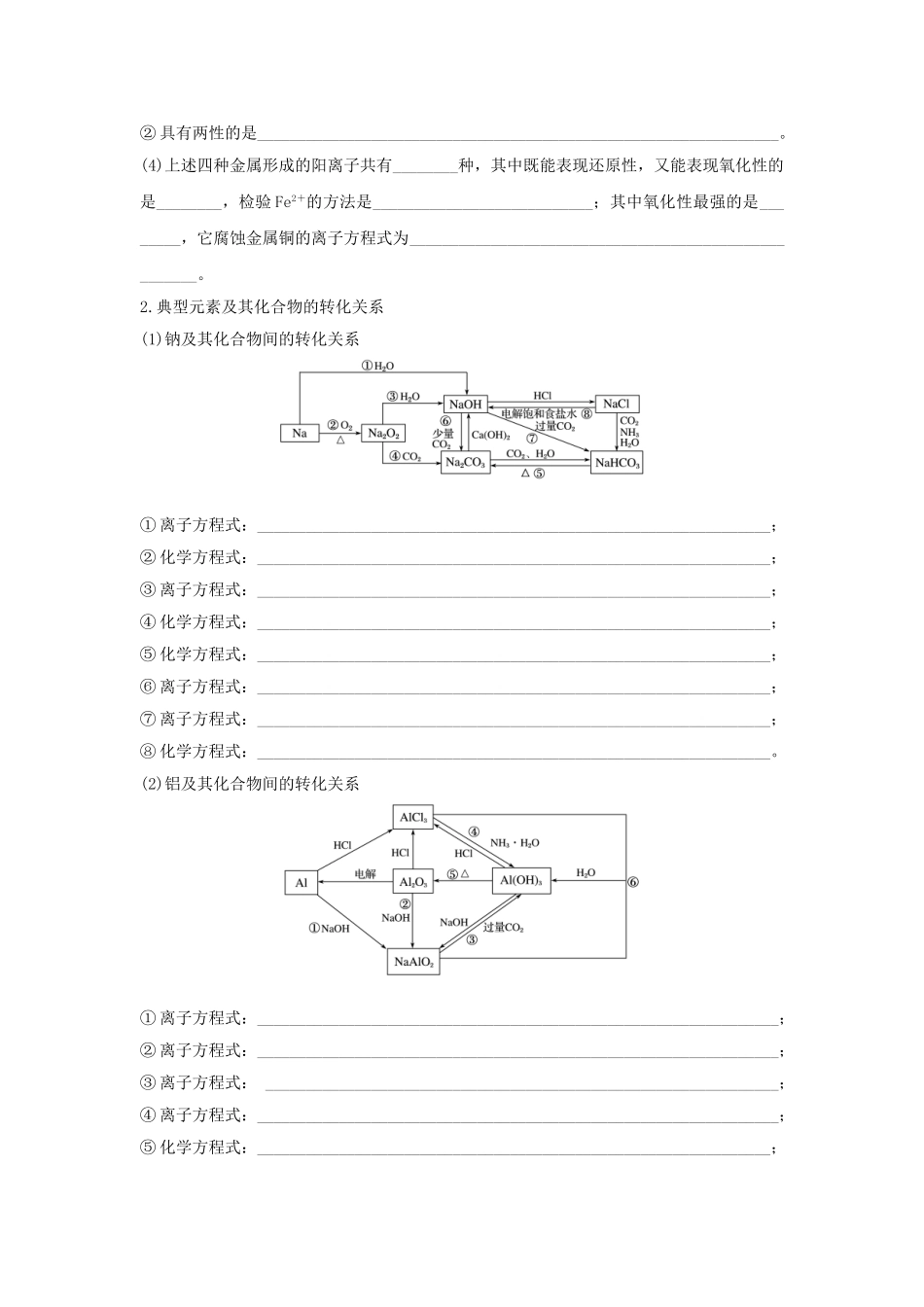 （全国通用）高考化学 考前三月冲刺 第一部分 专题4 学案10 常见金属元素及其化合物-人教版高三全册化学学案_第2页