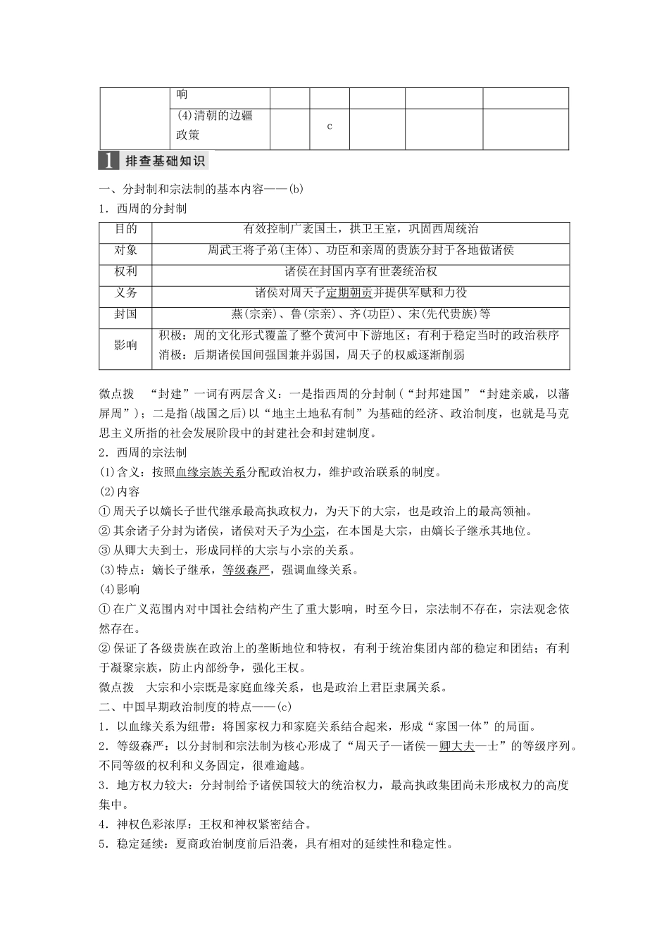 （浙江选考）高考历史一轮总复习 专题一 古代中国的政治制度 考点1 中国早期政治制度的特点学案-人教版高三全册历史学案_第2页