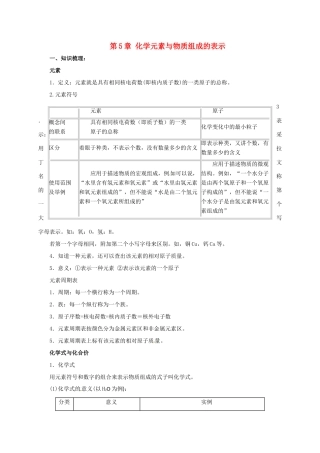 九年级化学上册 5 化学元素与物质组成的表示导学案 （新版）北京课改版-北京课改版初中九年级上册化学学案