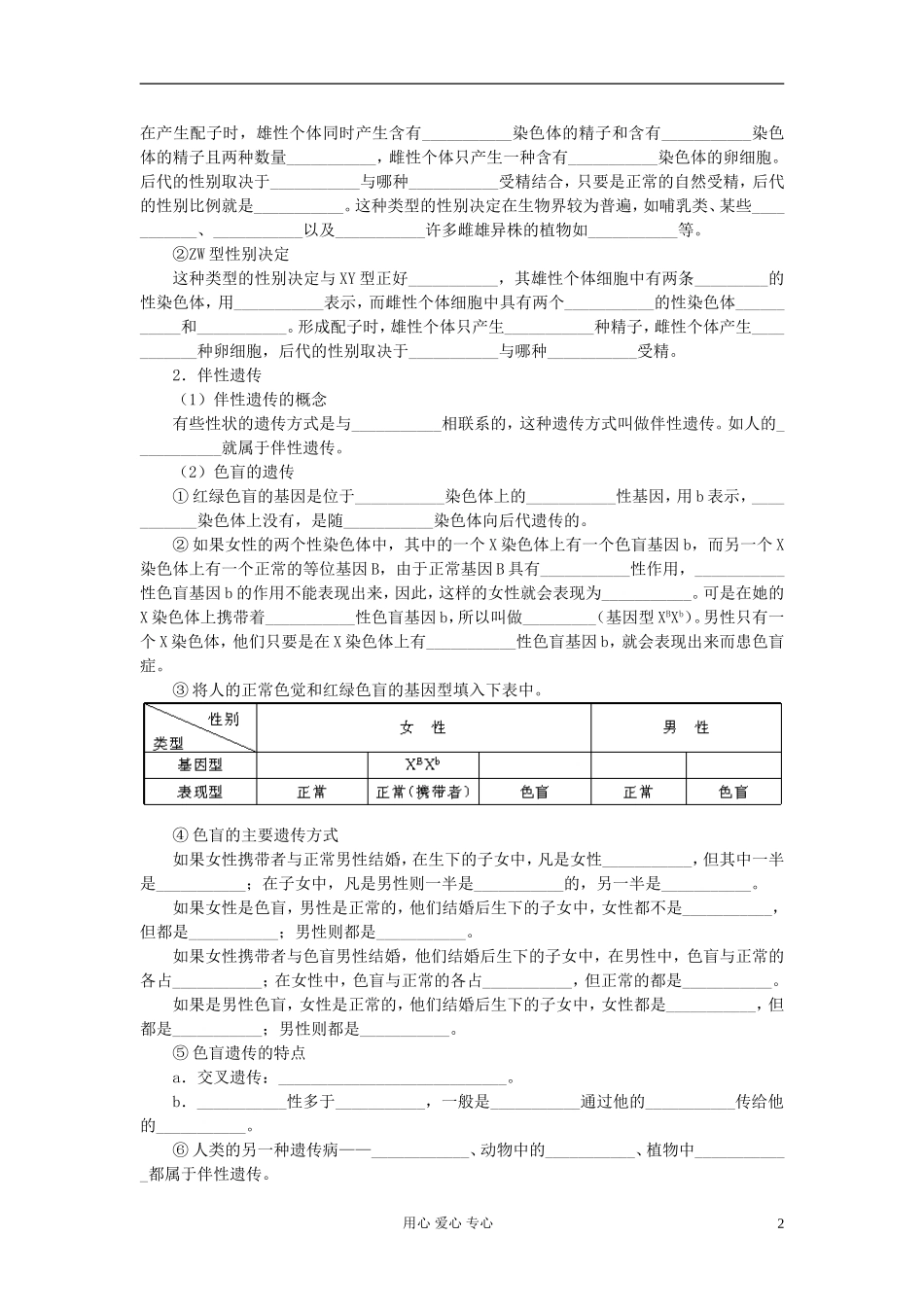 高中生物《伴性遗传》学案4 新人教版必修2_第2页