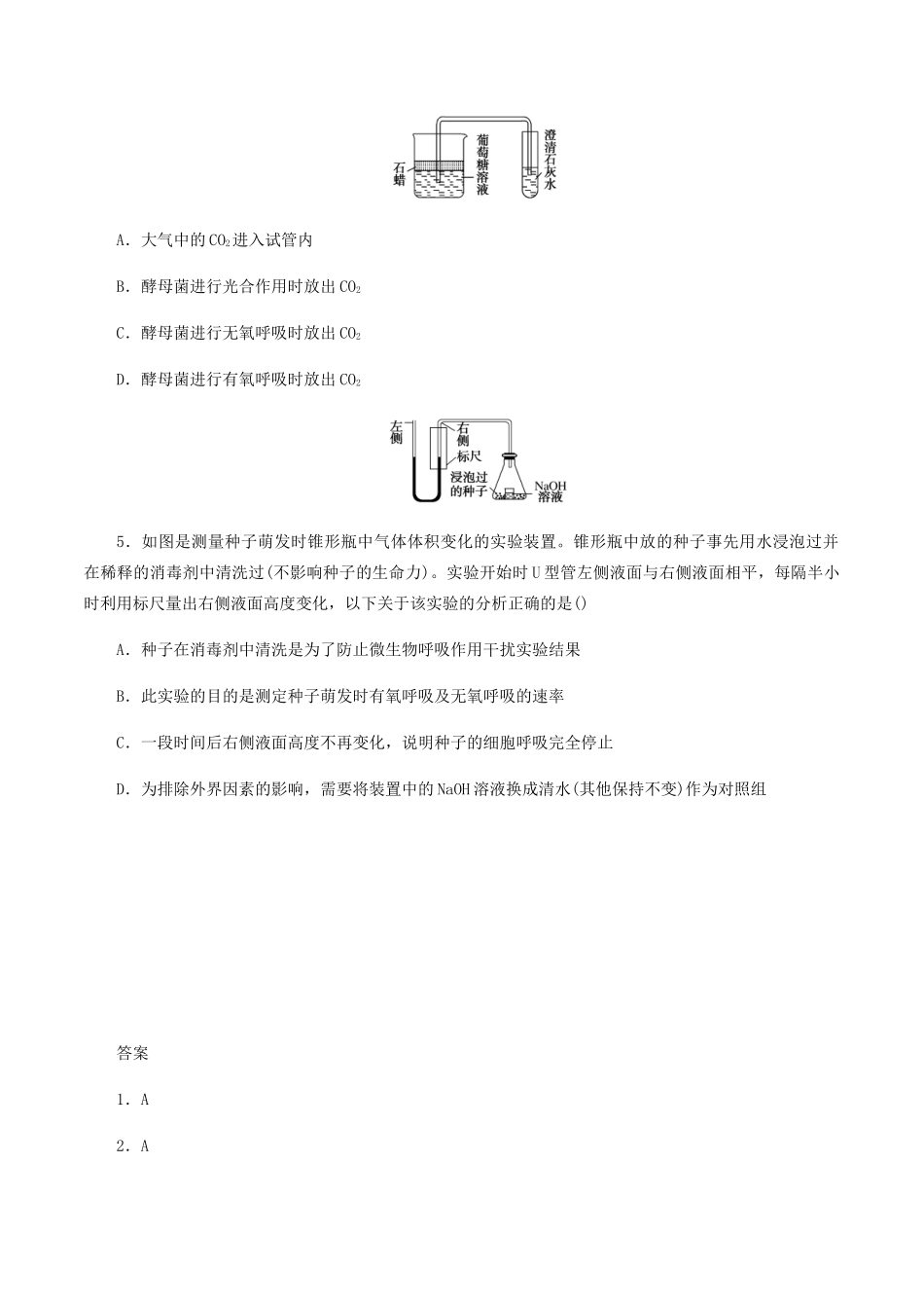高中生物 第三章 细胞的物质基础 第三节 细胞呼吸的类型学案 北师大版必修1-北师大版高一必修1生物学案_第3页