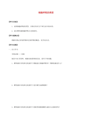 高中生物 第三章 细胞的物质基础 第三节 细胞呼吸的类型学案 北师大版必修1-北师大版高一必修1生物学案