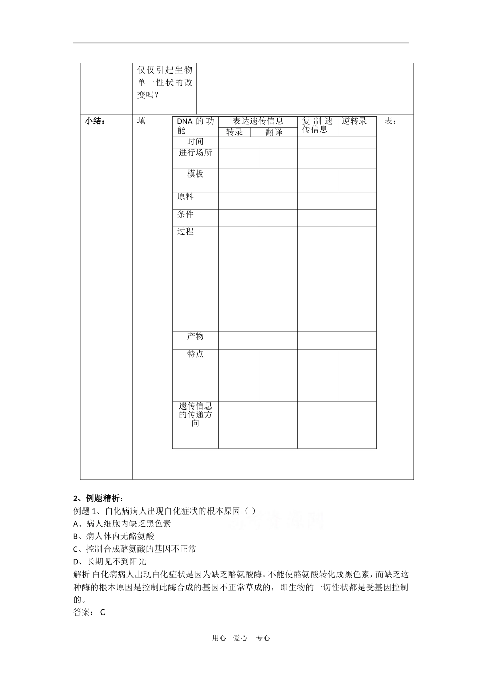 高中生物：4.2《基因对性状的控制》学案（新人教版必修2）_第2页
