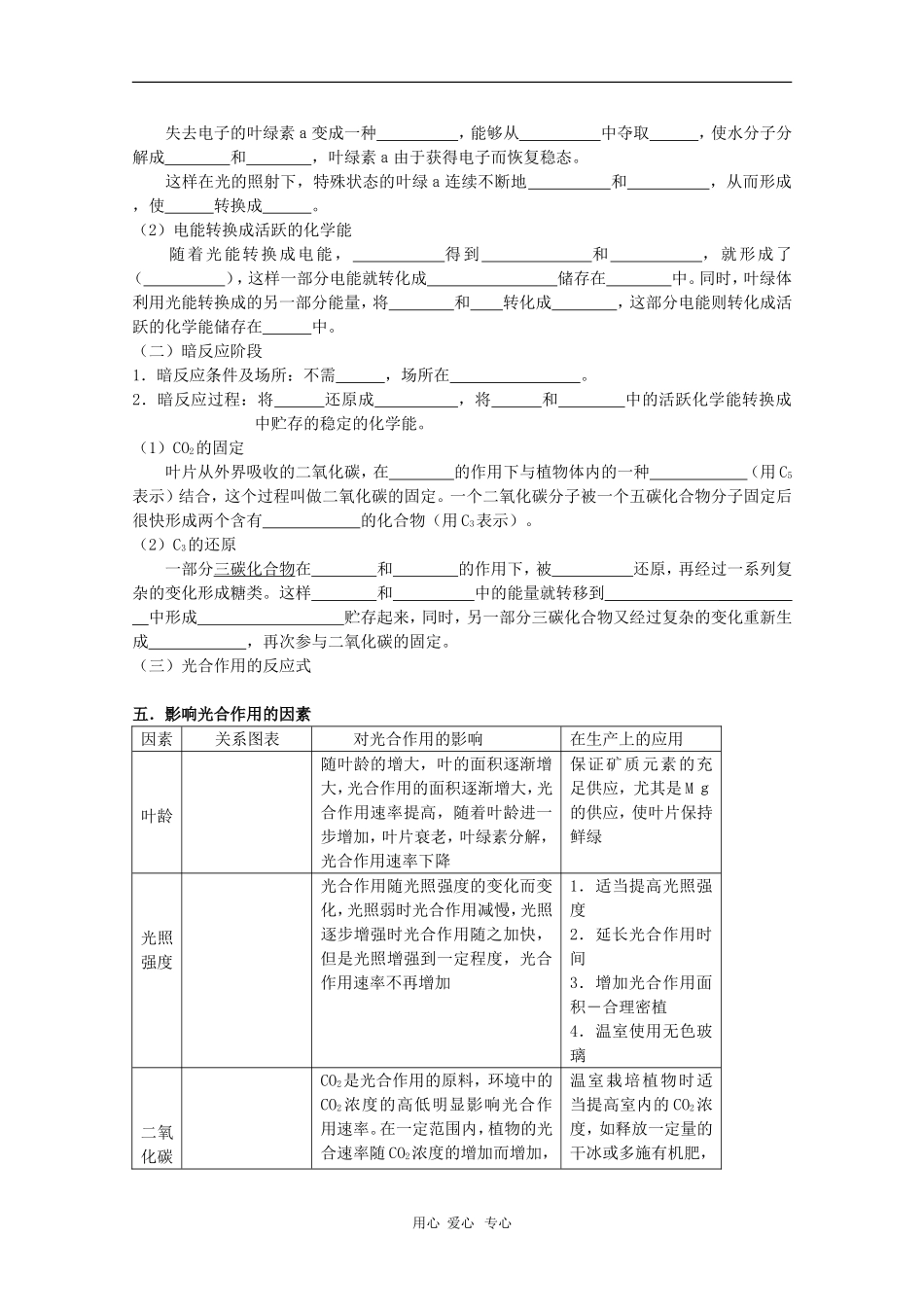 高中生物：3.2.3《光能的捕获》学案（中图版必修1）_第3页