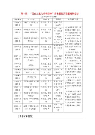 （通史版）高考历史一轮复习 第3讲“历史上重大改革回眸”常考题型及答题规律总结学案（含解析）（选修1）-人教版高三选修1历史学案