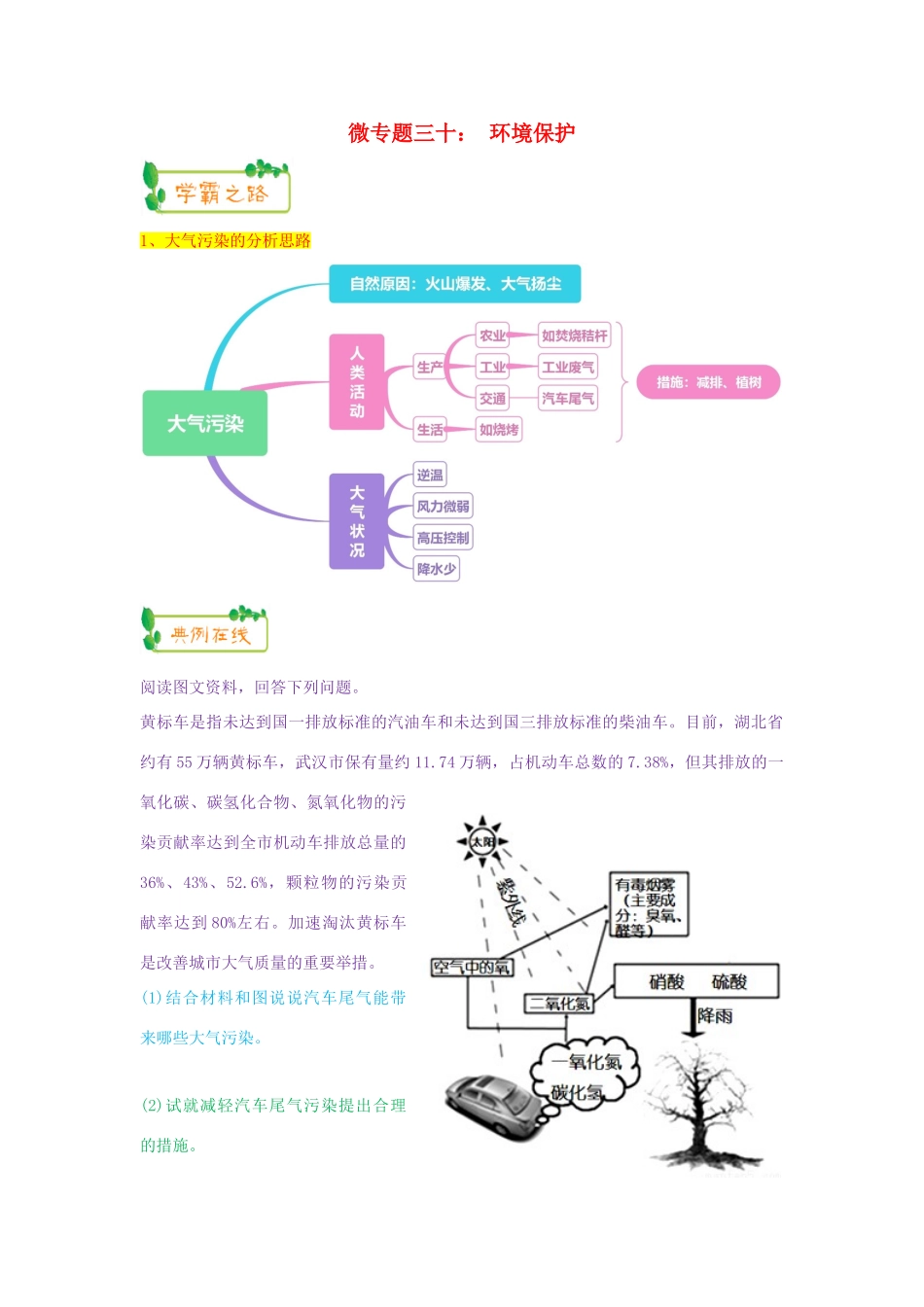 高考地理第一轮复习 专题8 微专题三十 环境保护思维导图学案-人教版高三全册地理学案_第1页