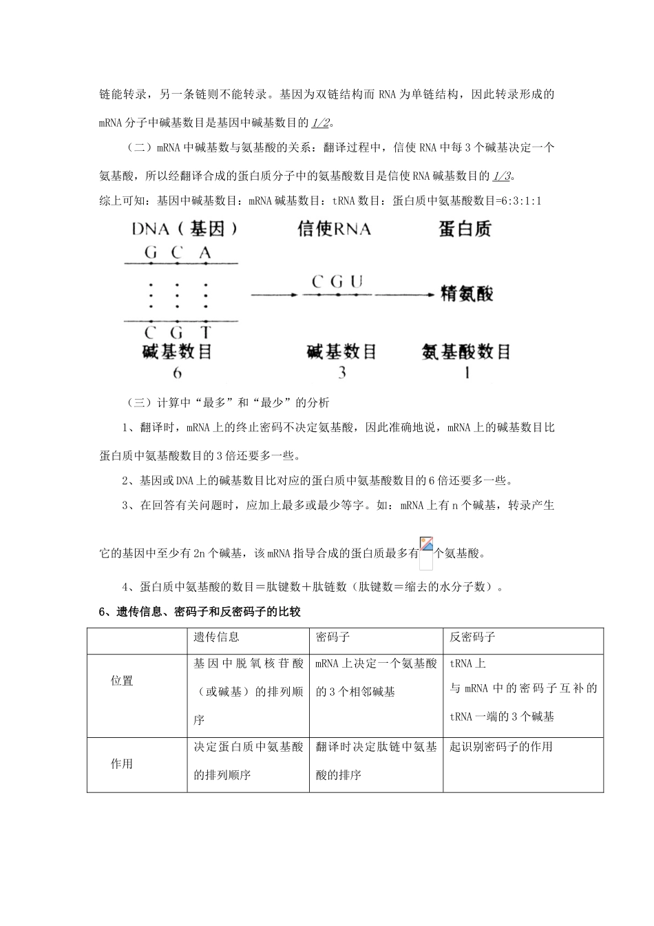 高中生物 第四章 基因的表达知识点总结学案 新人教版必修2-新人教版高一必修2生物学案_第3页