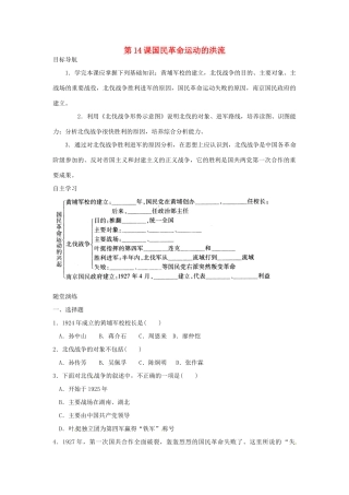 八年级历史上册 第14课《国民革命运动的洪流》学案（无答案）北师大版