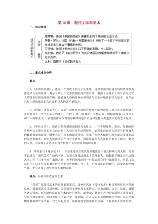 2015九年级历史下册 第18课 现代文学和美术教材解析 新人教版
