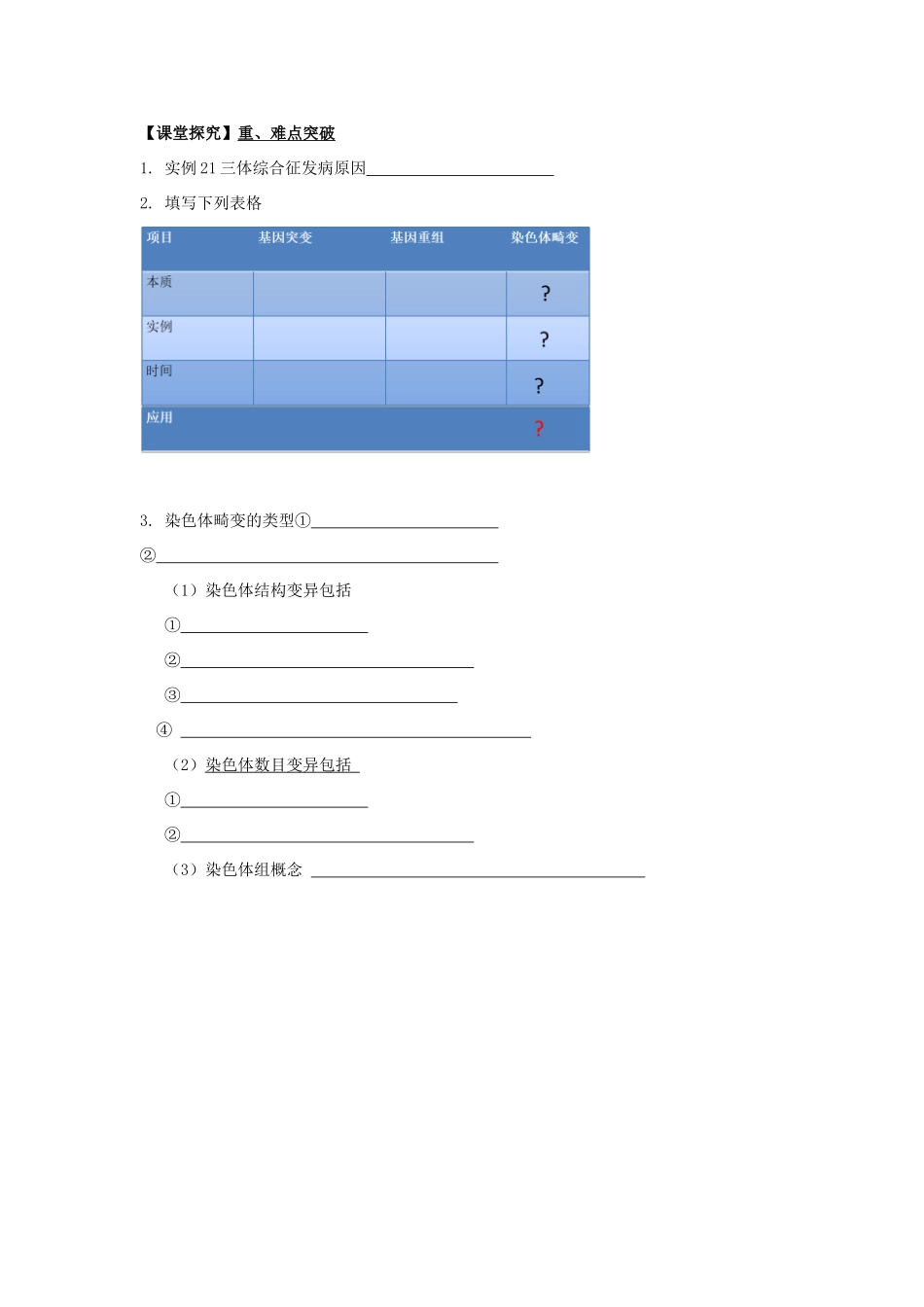 高中生物 第四章 生物的变异 第三节 染色体畸变可能引起性状改变学案（1）浙科版必修2-浙科版高一必修2生物学案_第2页