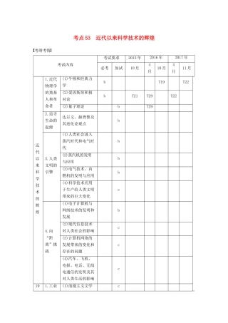 （浙江选考）高考历史一轮总复习 专题二十 近代以来的中外科技与文学艺术 考点53 近代以来科学技术的辉煌学案-人教版高三全册历史学案