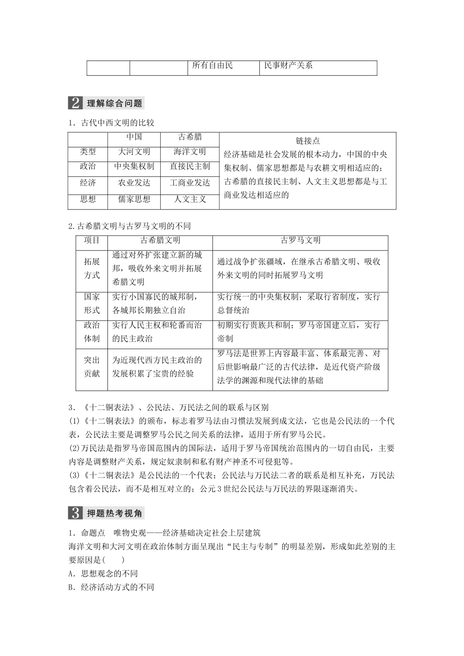 （浙江选考）高考历史一轮总复习 专题五 古代希腊、罗马的政治文明跨考点综合学案-人教版高三全册历史学案_第2页