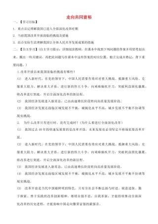 九年级道德与法治上册 第一单元 富强与创新 第一课 踏上强国之路 第2框走向共同富裕学案 新人教版-新人教版初中九年级上册政治学案