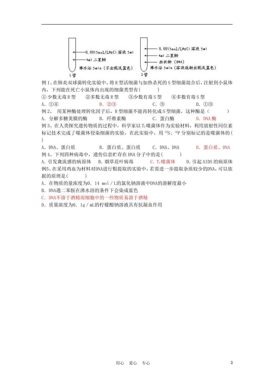 高中生物《探索遗传物质的过程》学案1 苏教版必修2_第3页