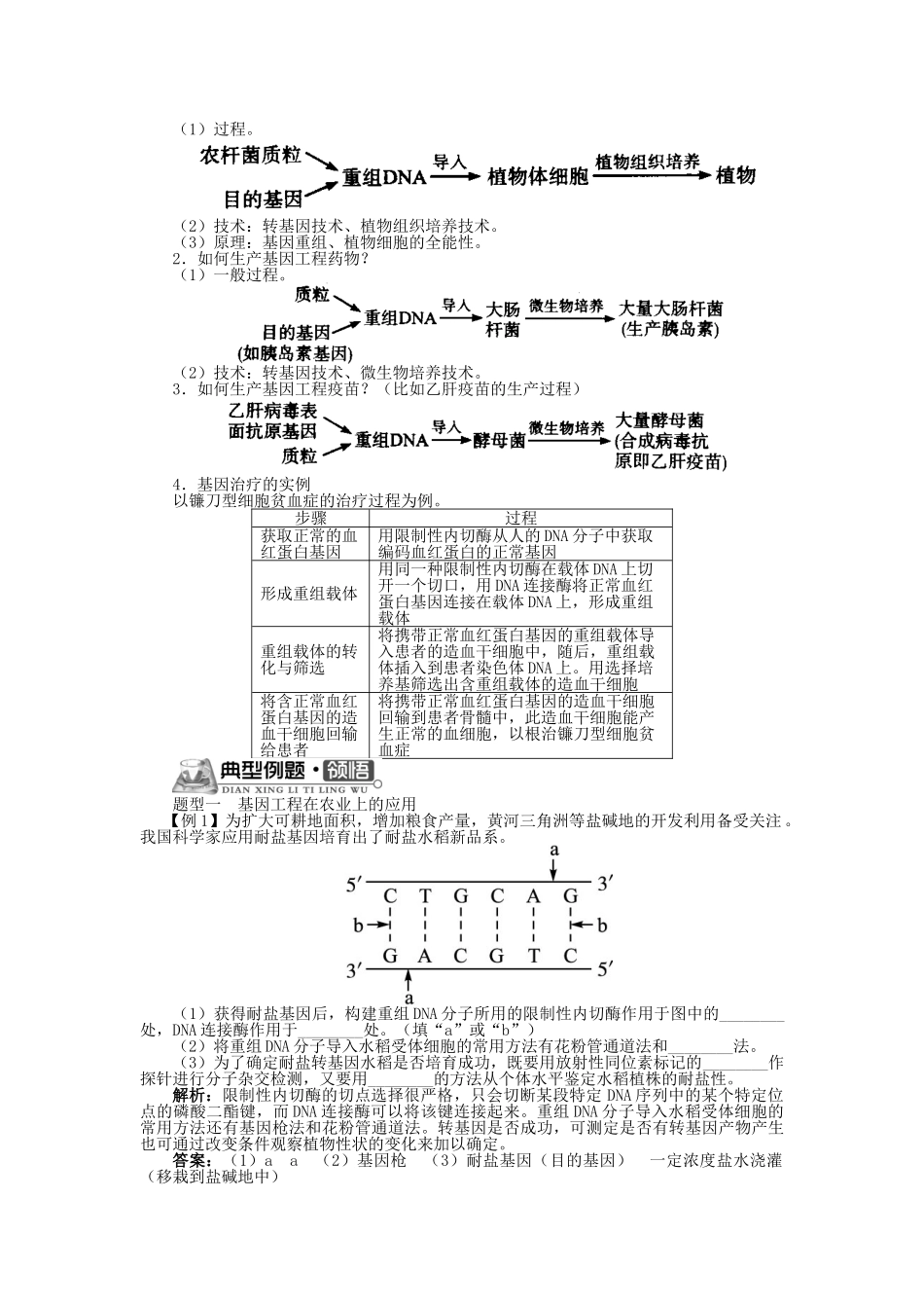 高中生物 第一单元 第一章 第二节 基因工程的应用学案 中图版选修3-中图版高中选修3生物学案_第2页