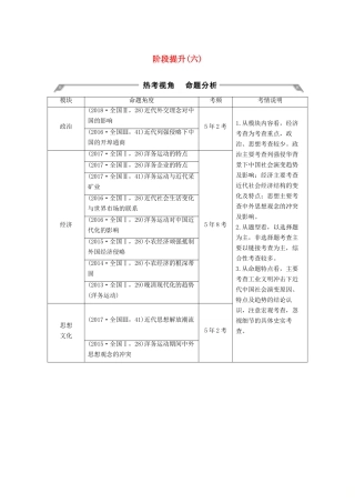 （通史版）高考历史一轮复习 阶段提升（六）中国近代化的开端——鸦片战争至中日甲午战争前学案（含解析）岳麓版-岳麓版高三全册历史学案