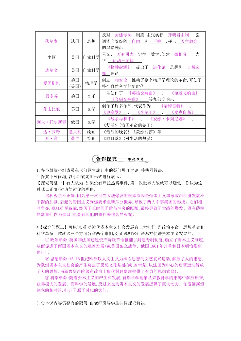 九年级历史上册 第7-8单元 复习导学案 中华书局版-中华书局版初中九年级上册历史学案_第2页