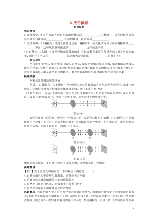 高中物理 第十三章 光 6 光的偏振名师导航学案 新人教版选修3-4-新人教版高二选修3-4物理学案