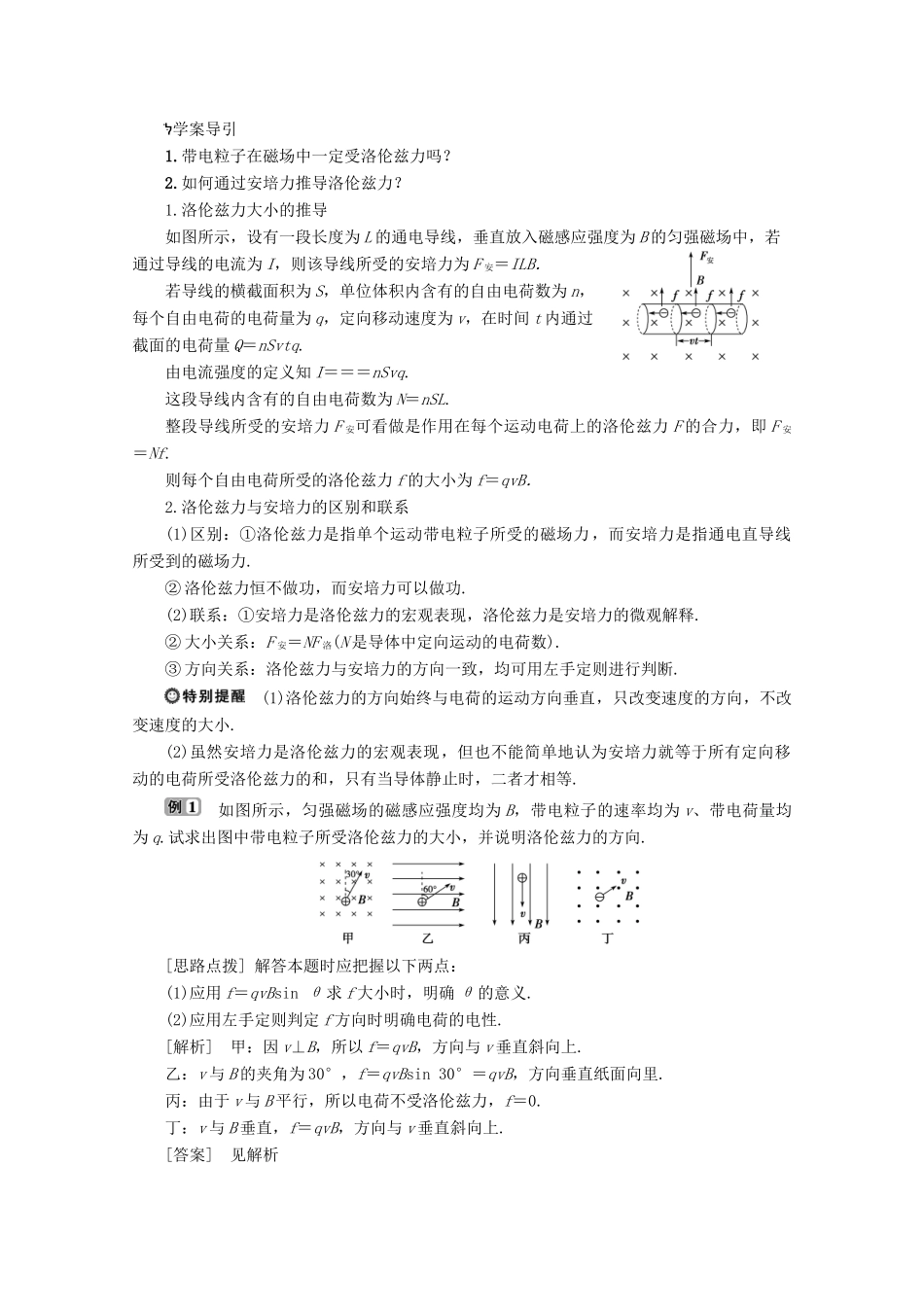 高中物理 第5章 磁场与回旋加速器 5 探究洛伦兹力学案 沪科版选修3-1-沪科版高中选修3-1物理学案_第2页