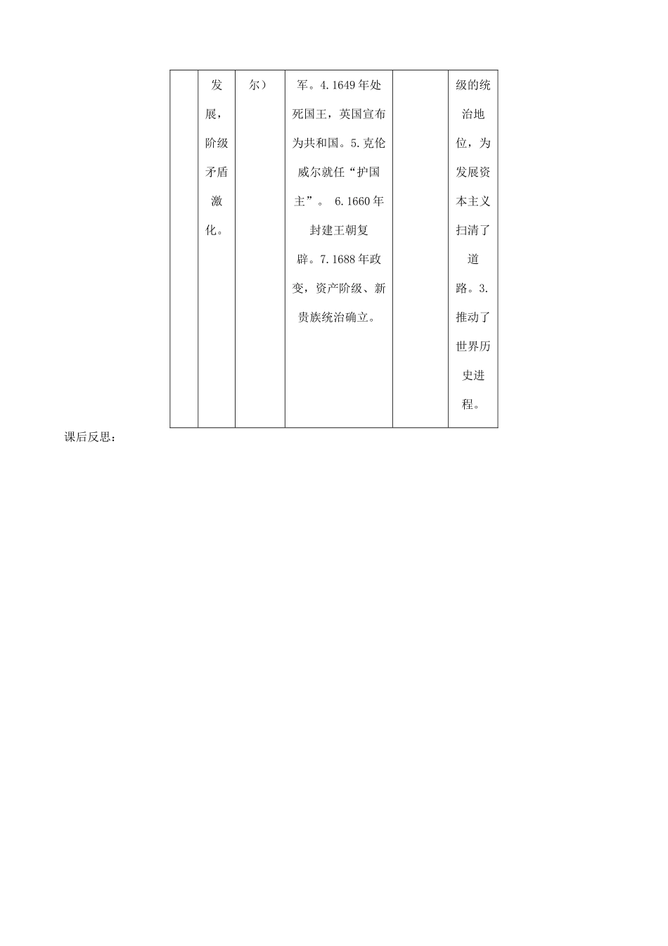 2013年九年级历史上册 第11课 英国资产阶级革命教案 新人教版_第3页