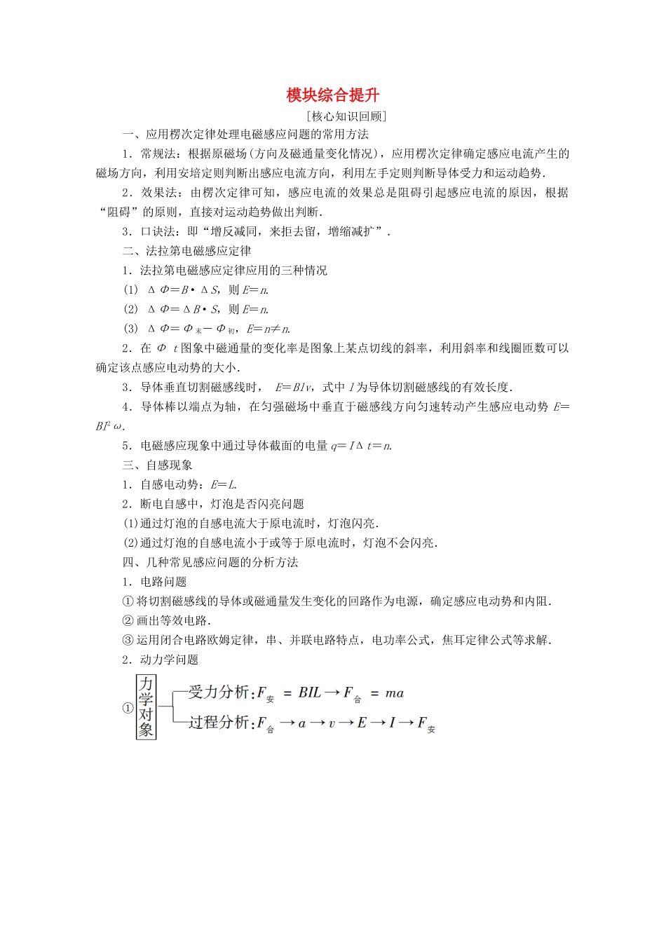 高中物理 模块综合提升学案 新人教版选修3-2-新人教版高中选修3-2物理学案_第1页
