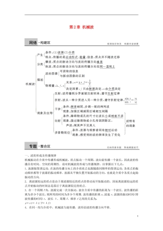 高中物理 第2章 机械波学案 沪科版选修3-4-沪科版高二选修3-4物理学案