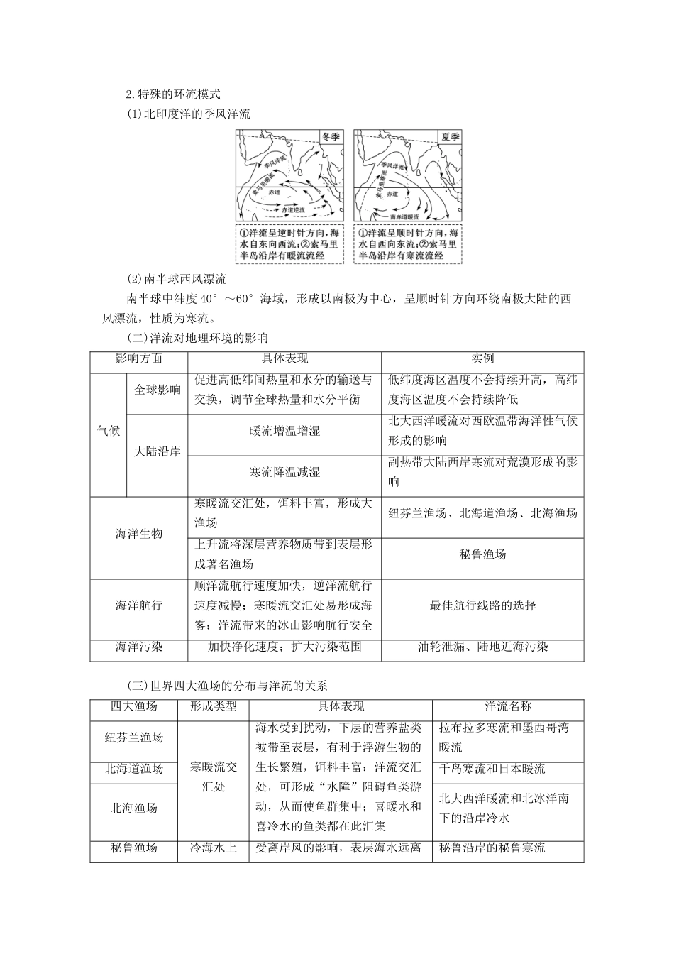 （新课改省份专用）版高考地理一轮复习 模块一 第三章 水圈与水体运动 第二讲 洋流及其影响学案（含解析）-人教版高三全册地理学案_第3页
