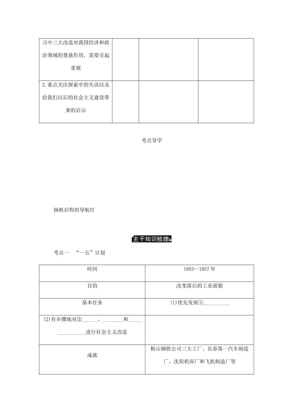 （江苏专版）高考历史总复习 第十一单元 中国特色社会主义建设的道路 第23讲 新中国社会主义道路的探索学案-人教版高三全册历史学案_第2页
