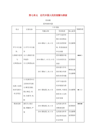 （课标版 A版）高考历史总复习 第七单元 近代中国人民的觉醒与探索学案（含解析）-人教版高三全册历史学案