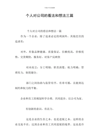 个人对公司的看法和想法三篇