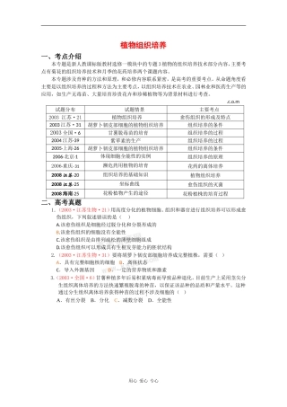 高中生物：1.2.2 植物组织培养 学案（1）（中图版选修3）