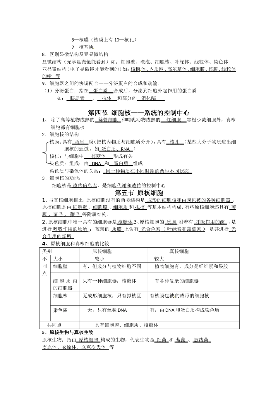 高中生物： 第2章 细胞的结构（学案）浙科版必修1_第3页