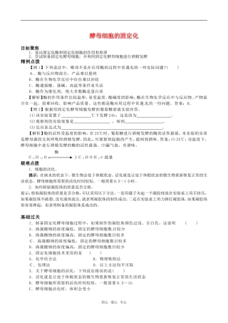 高中生物：4.3《酵母细胞的固定化》学案（2）新人教版选修1