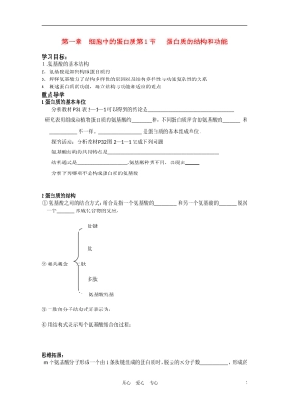 高中生物《蛋白质的结构与功能》学案1 中图版必修1