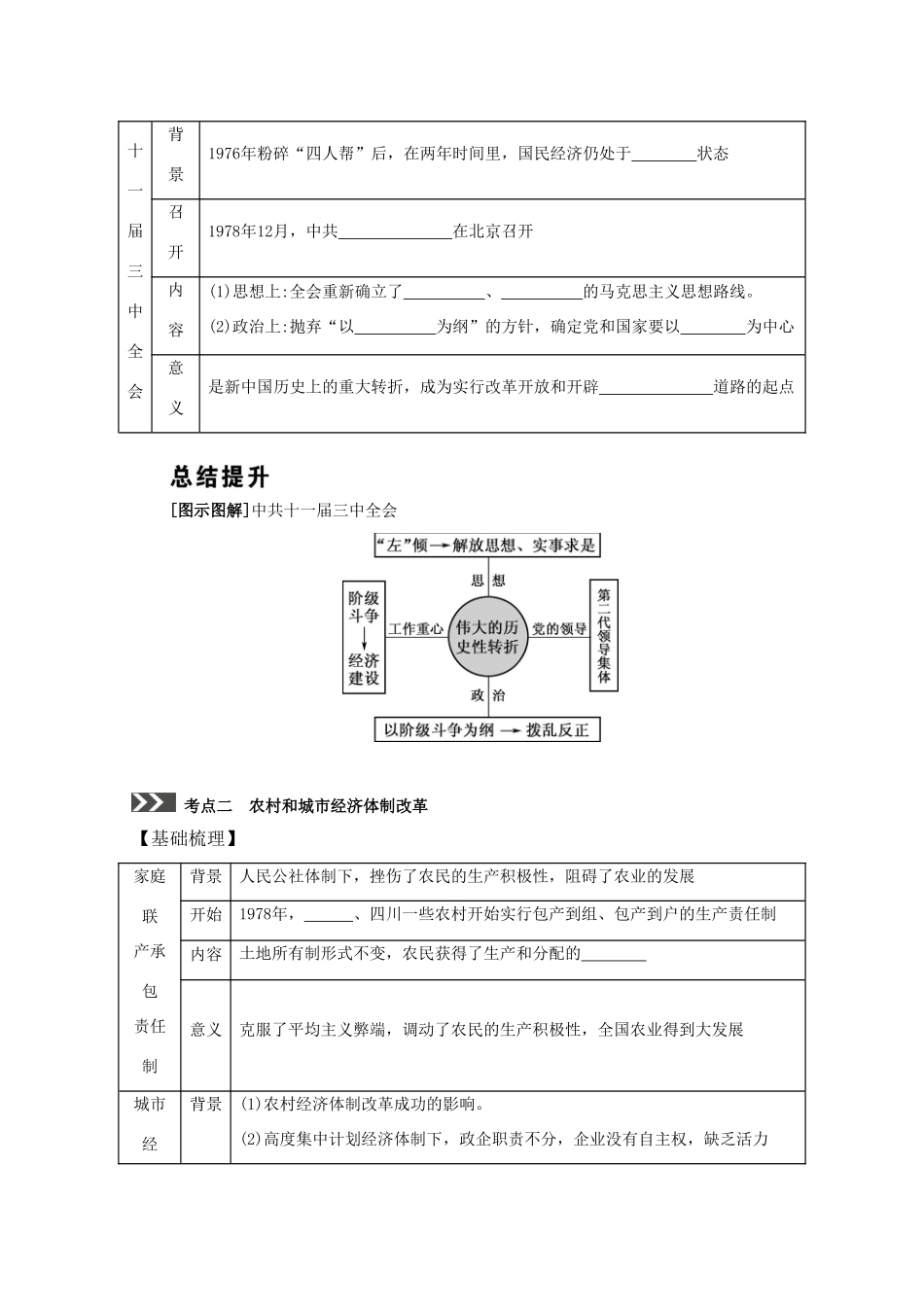 （江苏专版）高考历史一轮复习 第10单元 中国特色社会主义建设的道路 第20讲 经济体制改革与对外开放格局的初步形成导学案-人教版高三全册历史学案_第2页