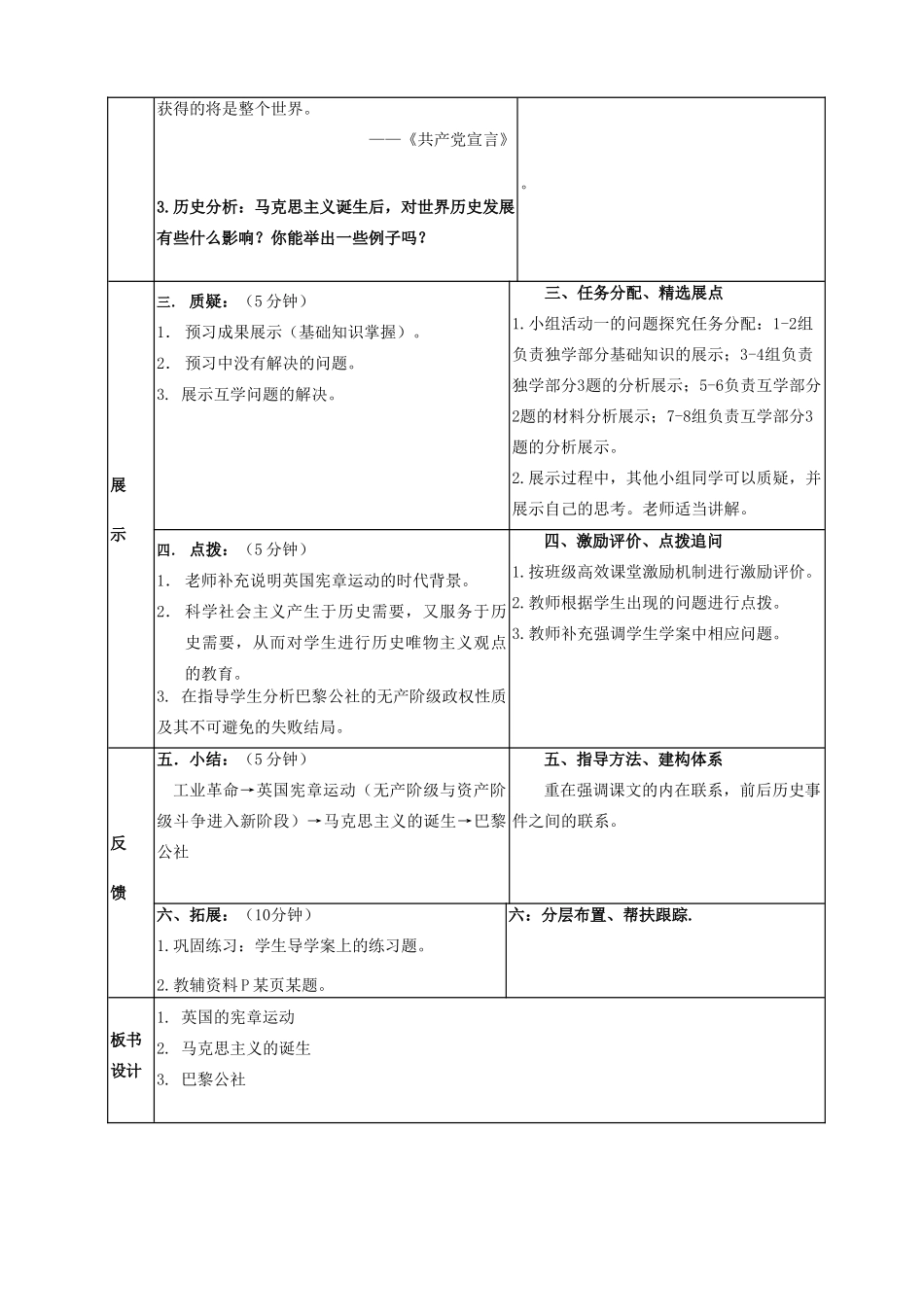 四川省宜宾县九年级历史上册 第六单元 第17课 国际工人运动与马克思主义的诞学案 新人教版-新人教版初中九年级上册历史学案_第2页