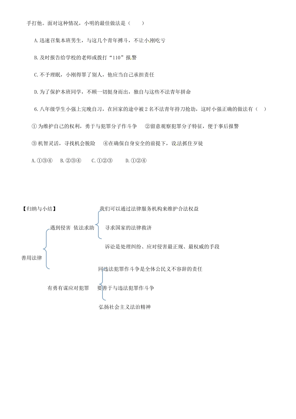 广东省河源市八年级道德与法治上册 第二单元 遵守社会规则 第五课 做守法的公民 第三框 善用法律导学稿 新人教版-新人教版初中八年级上册政治学案_第3页