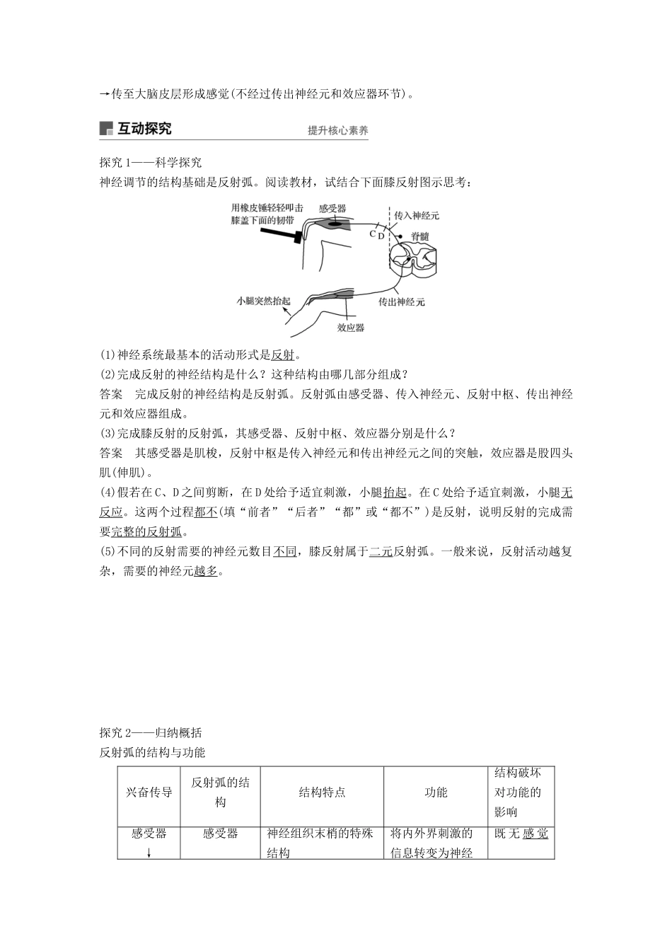 高中生物 第二章 动物生命活动的调节 第4课时 反射与体温调节学案 浙科版必修3-浙科版高一必修3生物学案_第2页