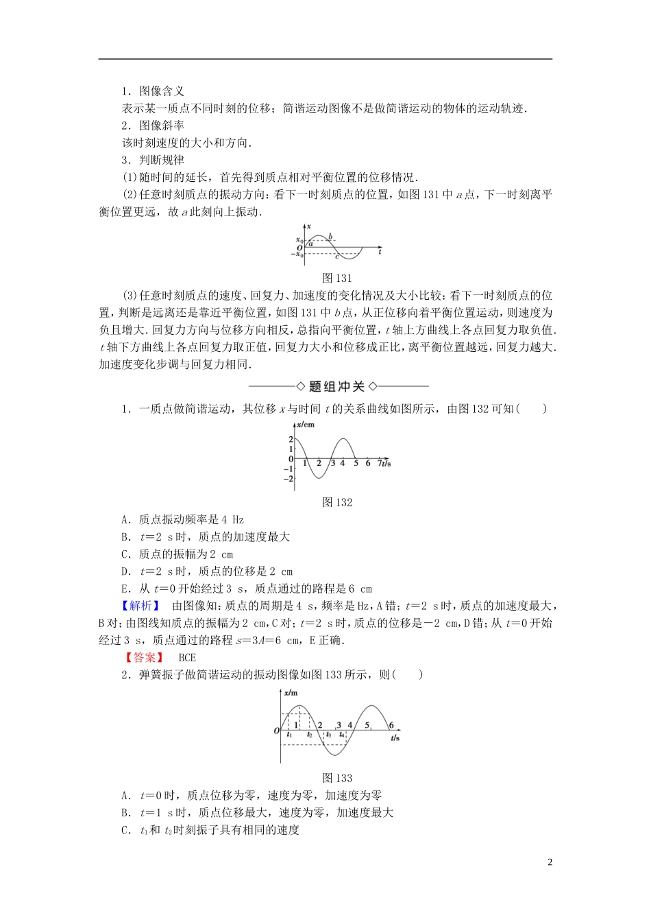 高中物理 第1章 机械振动 3 简谐运动的图像和公式教师用书 教科版选修3-4-教科版高二选修3-4物理学案_第2页