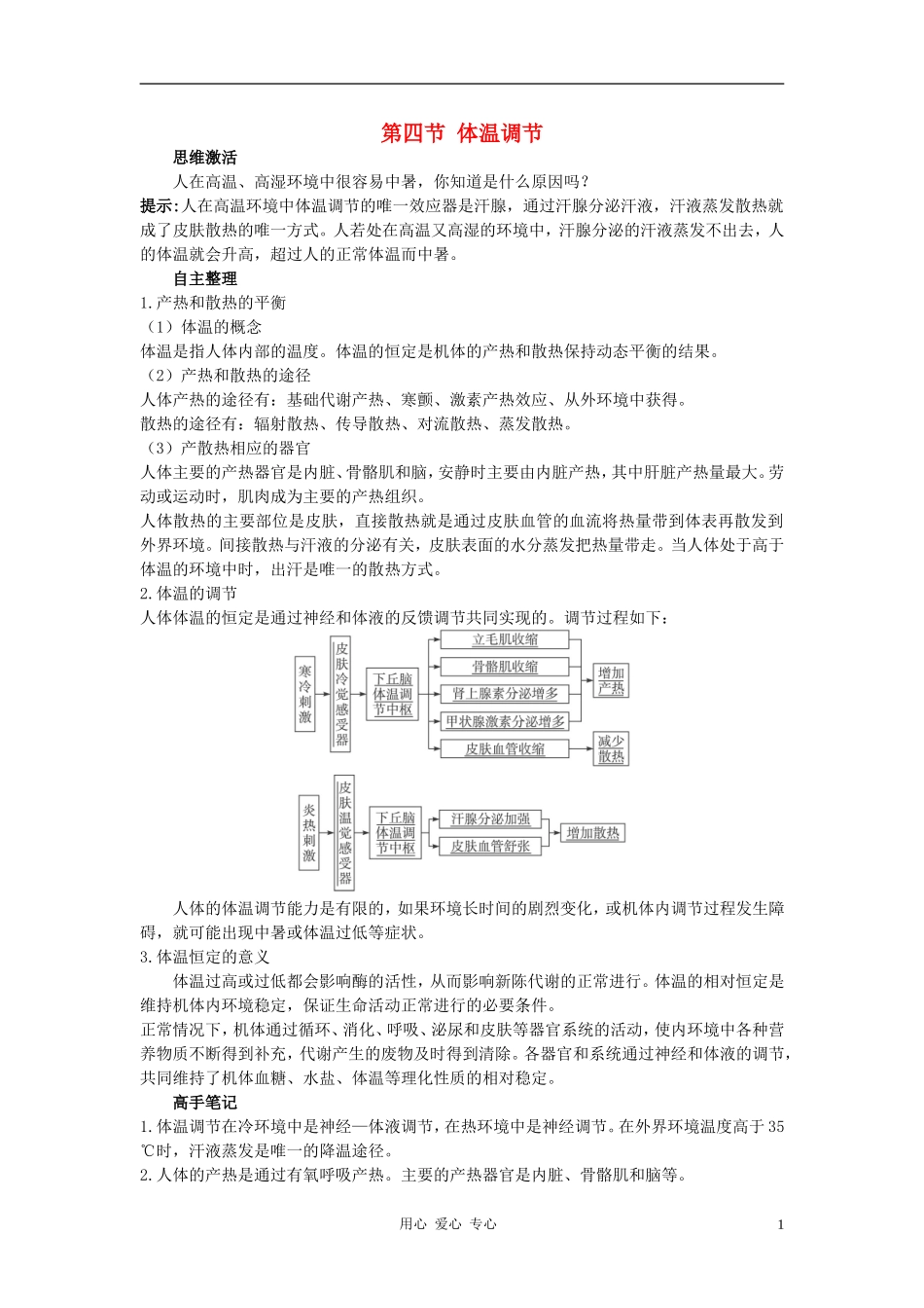 高中生物 第四节 体温调节学习导航 中图版_第1页