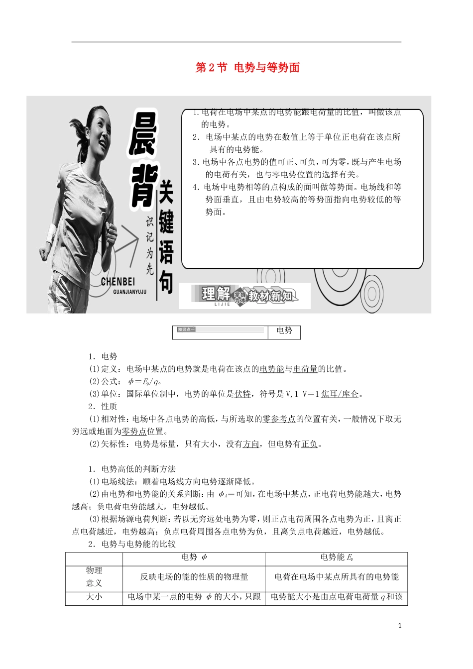 高中物理 第2章 电势能与电势差 第2节 电势与等势面学案 鲁科版选修3-1-鲁科版高二选修3-1物理学案_第1页