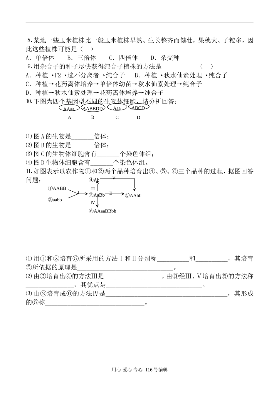 高中生物人教版必修2染色体变异 学案_第3页
