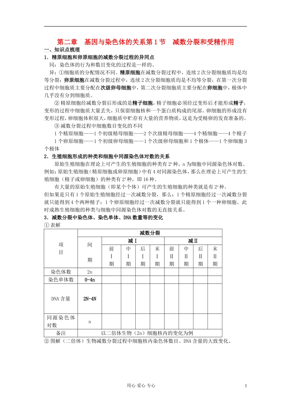 高中生物《减数分裂和受精作用》学案8 新人教版必修2_第1页