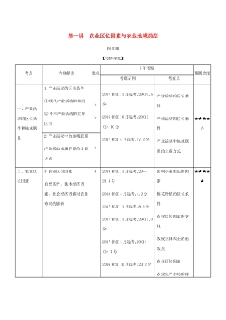 （5年高考3年模拟A版）浙江省高考地理总复习 专题八 第一讲 农业区位因素与农业地域类型学案（含解析）-人教版高三全册地理学案