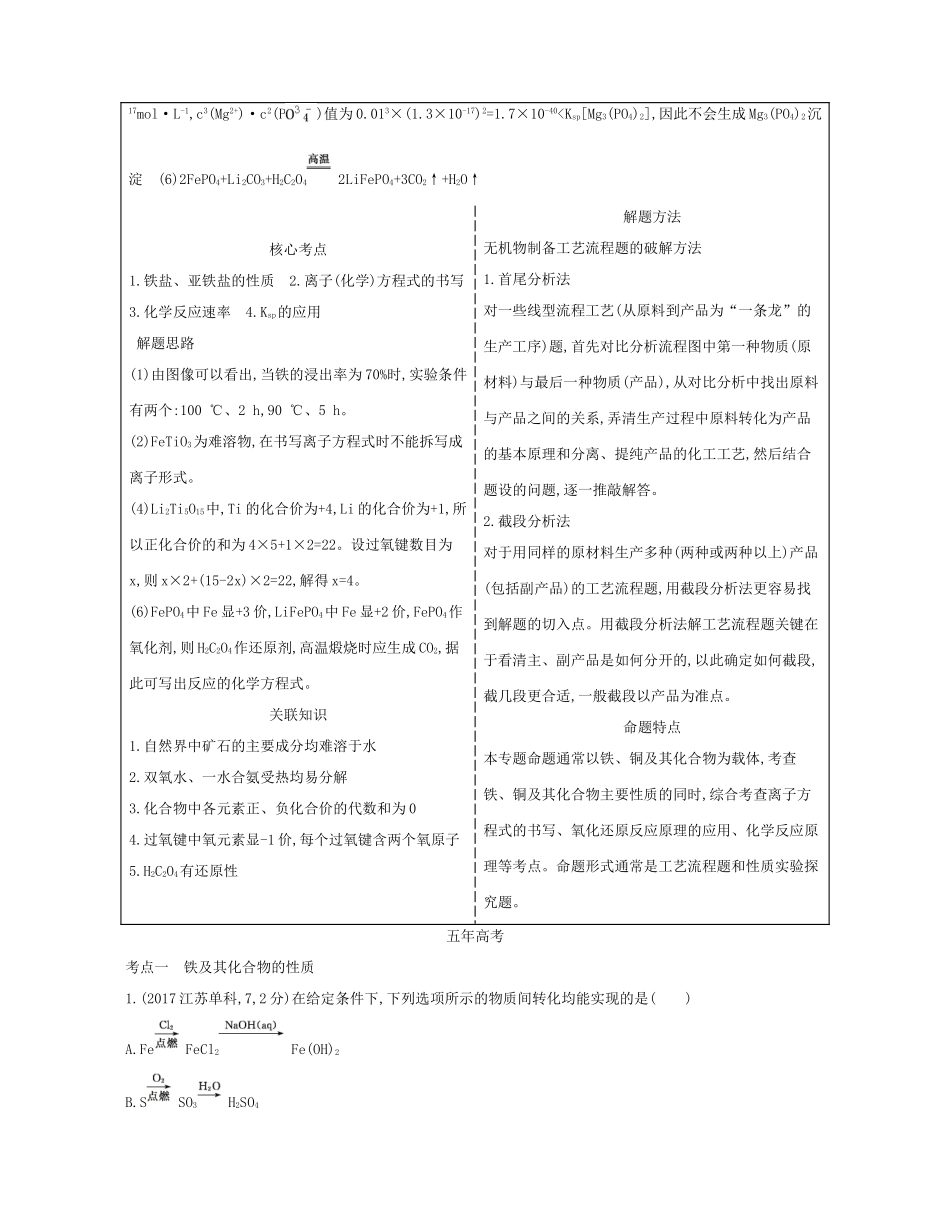 （A版）高考化学总复习 专题十四 铁、铜及其化合物 金属的冶炼学案-人教版高三全册化学学案_第2页