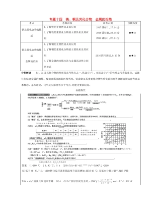 （A版）高考化学总复习 专题十四 铁、铜及其化合物 金属的冶炼学案-人教版高三全册化学学案
